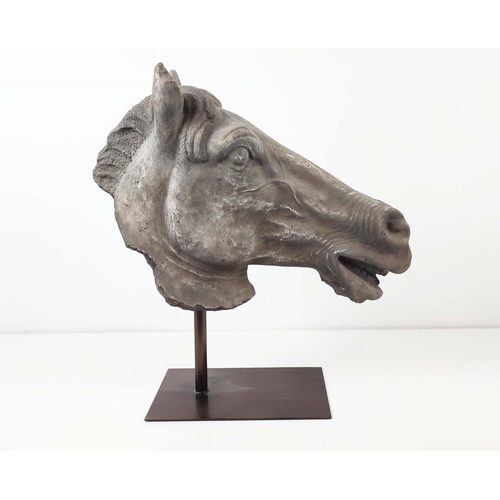 373 - SCULPTURAL HORSE HEAD, in resin, on stand, 55cm W x 55cm H.