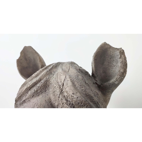 373 - SCULPTURAL HORSE HEAD, in resin, on stand, 55cm W x 55cm H.