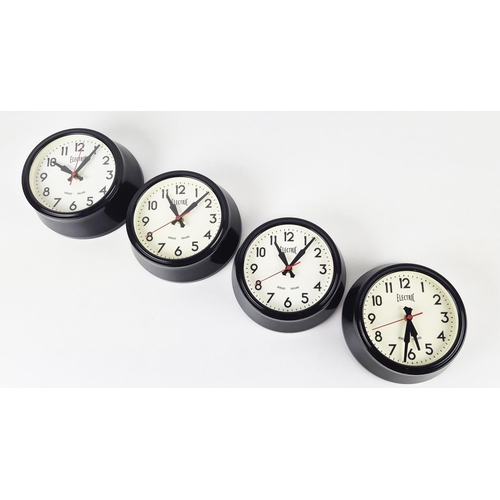 376 - WALL CLOCKS, three, mid 20th century style, battery operated, each 21cm diam.