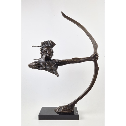 416 - CONTEMPORARY SCHOOL STUDY OF A NATIVE AMERICAN ARCHER, 85cm H.