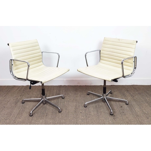 417 - AFTER CHARLES AND RAY EAMES ALUMINIUM GROUP STYLE CHAIRS, a pair, by ICF, 88cm H approx each. (2)