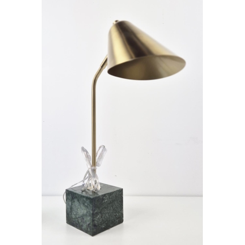 430 - DESK LAMPS, a pair, gilt metal, stone bases, 58cm H approx at tallest. (2)