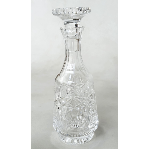 480 - GLASSWARE DECANTERS, three cut glass decanters, with a cut glass water jug, and a Bohemian two colou... 