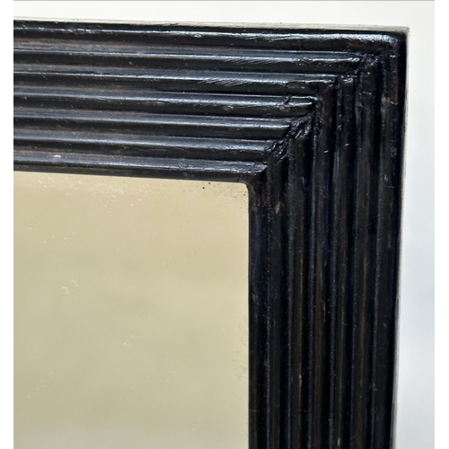 483 - WALL MIRROR, early 19th century English Regency, with reeded gesso ebonised frame, 63cm W x 76cm H.