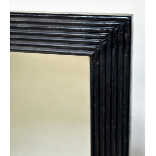 483 - WALL MIRROR, early 19th century English Regency, with reeded gesso ebonised frame, 63cm W x 76cm H.