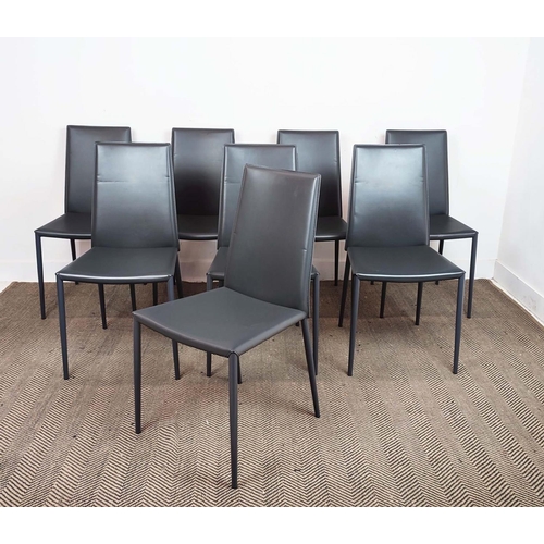 525 - CALLIGARIS DINING CHAIRS, a set of eight, grey leather, each 50cm W. (8)