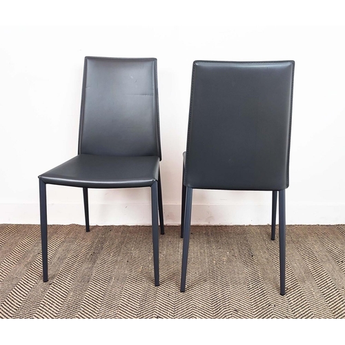 525 - CALLIGARIS DINING CHAIRS, a set of eight, grey leather, each 50cm W. (8)