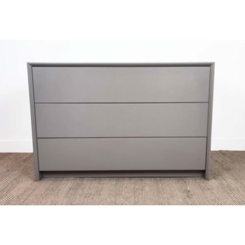 533 - CALLIGARIS CHEST OF THREE DRAWERS, grey contemporary style, 120cm x 82cm H x 52cm.