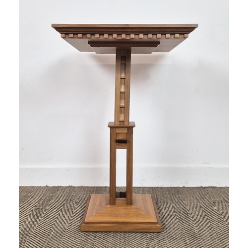 540 - LINLEY OCCASIONAL TABLE, adjustable burr walnut stamped Linley, 55cm x 55cm.