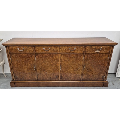 544 - SIDEBOARD, mahogany and burr walnut, 45cm x 89cm H x 190cm.