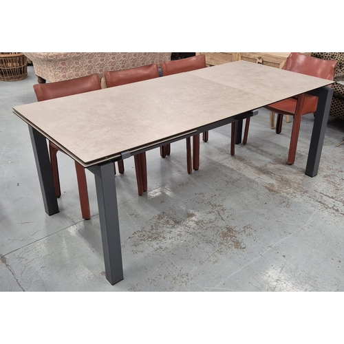 550 - DINING TABLE, contemporary design, 90cm x 78cm H x 130cm W with two extendable leaves each 65cm W.