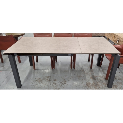 550 - DINING TABLE, contemporary design, 90cm x 78cm H x 130cm W with two extendable leaves each 65cm W.