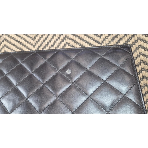 61 - BURBERRY BLACK LEATHER STORAGE BOX, with a quilted lid, 70cm x 70cm x 30cm H.