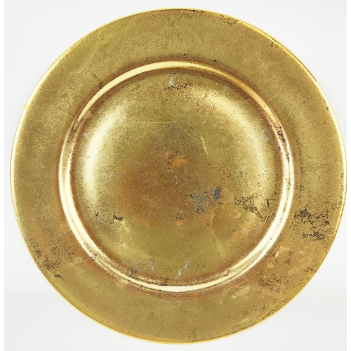 66 - PHILIPPE DESHOULIERES LIMOGES, set of eleven gold coloured ceramic dinner plates, each measuring 29.... 