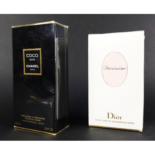 7 - DIOR 'DIORISSIMO' EAU DE TOILETTE, 100ml with vaporisateur spray and Chanel 'Coco Noir' body lotion ... 