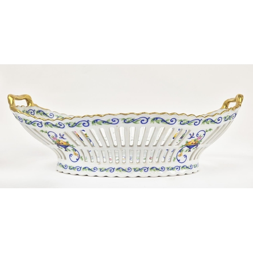 73 - LIMOGE HAVILAND PORCELAIN BASKET AND TAZZA, hand painted, 42cm x 25cm x 14cm H. (2)