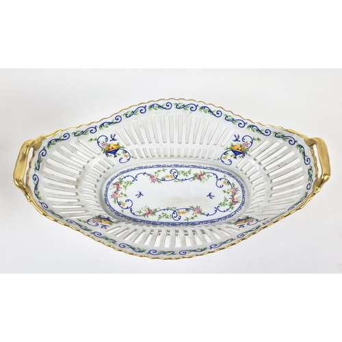 73 - LIMOGE HAVILAND PORCELAIN BASKET AND TAZZA, hand painted, 42cm x 25cm x 14cm H. (2)