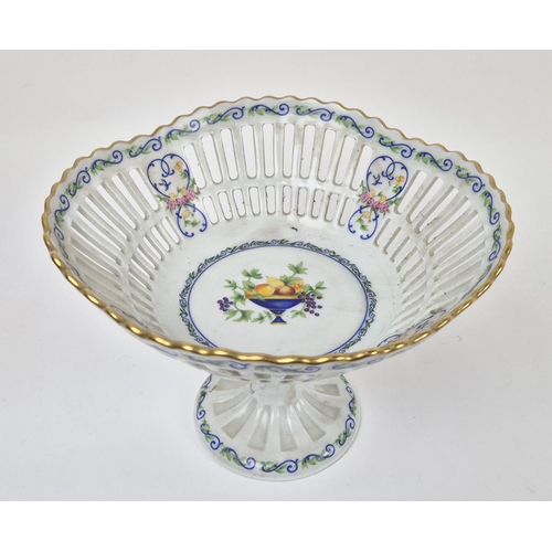 73 - LIMOGE HAVILAND PORCELAIN BASKET AND TAZZA, hand painted, 42cm x 25cm x 14cm H. (2)