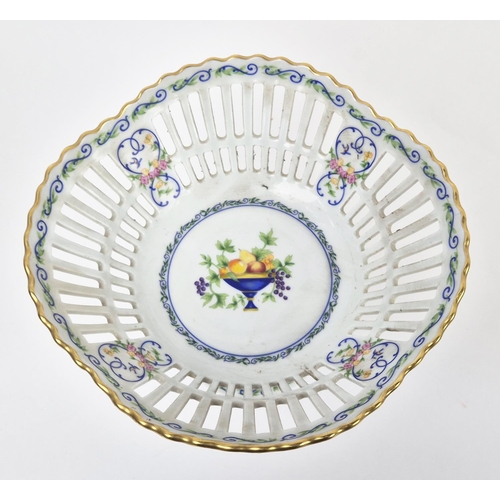 73 - LIMOGE HAVILAND PORCELAIN BASKET AND TAZZA, hand painted, 42cm x 25cm x 14cm H. (2)