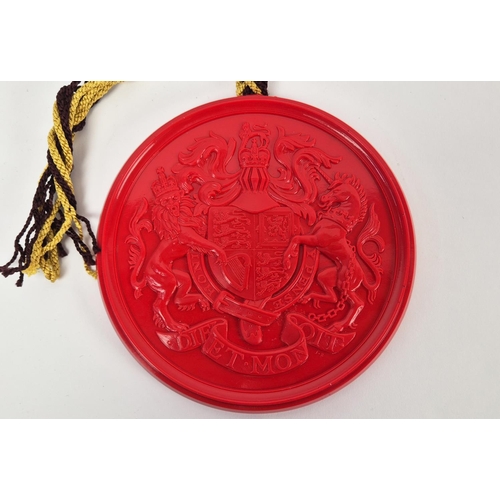 74 - THE GREAT SEAL OF THE REALM, by James Butler, red wax, depicting the late Queen, Her Majesty Queen E... 