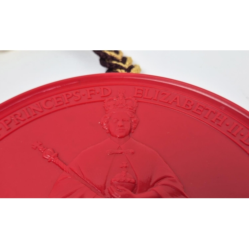 74 - THE GREAT SEAL OF THE REALM, by James Butler, red wax, depicting the late Queen, Her Majesty Queen E... 