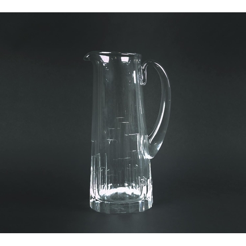 80 - JASPER CONRAN FOR STUART CRYSTAL, 'ICE' MARTINI JUG, faceted cylindrical body, 27cm high