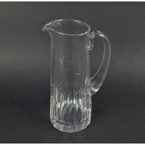 80 - JASPER CONRAN FOR STUART CRYSTAL, 'ICE' MARTINI JUG, faceted cylindrical body, 27cm high