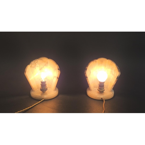 81 - ALABASTER TABLE LAMPS, 17cm H x 15cm.