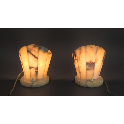 81 - ALABASTER TABLE LAMPS, 17cm H x 15cm.