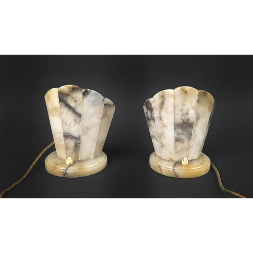 81 - ALABASTER TABLE LAMPS, 17cm H x 15cm.