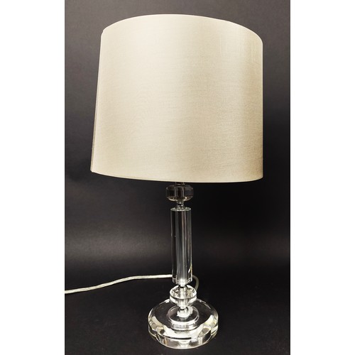 537 - TABLE LAMPS, a pair, glass, each 43cm H including shades. (2)