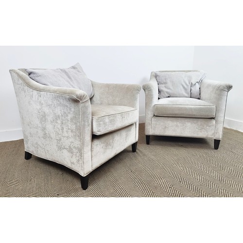 530 - COLEFAX AND FOWLER UPHOLSTERED ARMCHAIRS, a pair, each 77cm x 77cm H x 81cm D. (2)