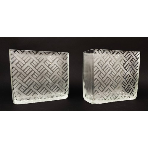 60A - ARMANI/FIORI GLASS VASES, a pair. (2)