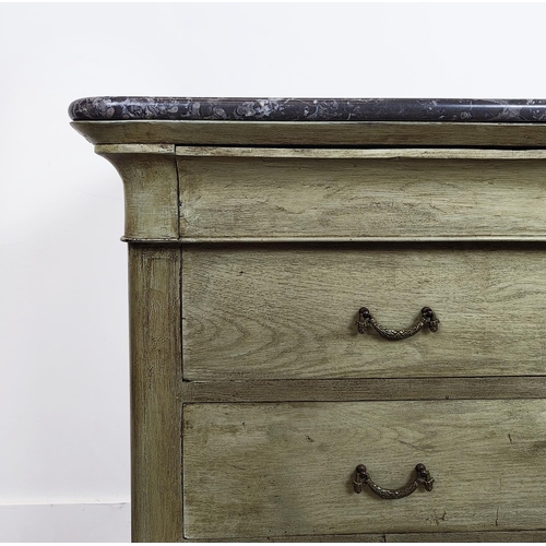 178 - COMMODE, Louis Philippe grey painted with marble top above four drawers, 89cm H x 127cm x 56cm.