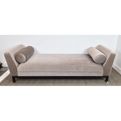 536 - DAYBED, in velvet withy two bolster cushions, 220cm x 77cm x 72cm H.