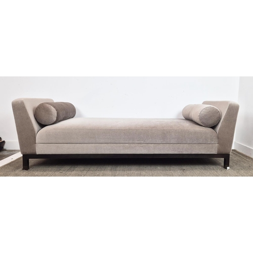 536 - DAYBED, in velvet withy two bolster cushions, 220cm x 77cm x 72cm H.