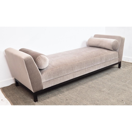 536 - DAYBED, in velvet withy two bolster cushions, 220cm x 77cm x 72cm H.