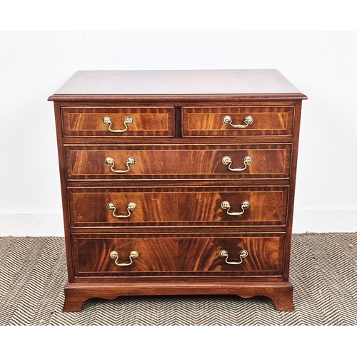 262 - CHEST, Georgian style crossbanded mahogany, with five drawers, 77cm H x 80cm W x 46cm D.