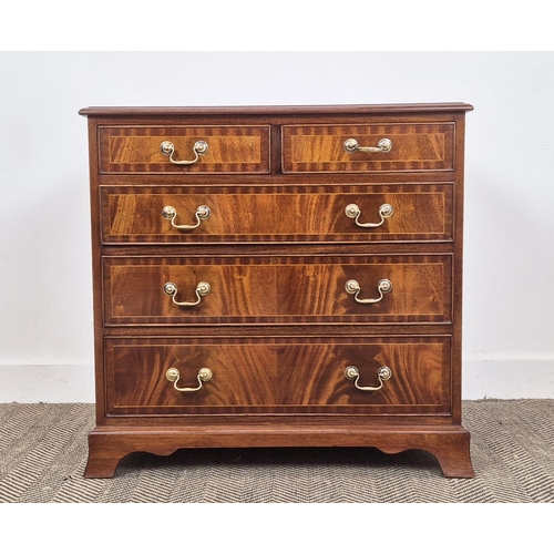 262 - CHEST, Georgian style crossbanded mahogany, with five drawers, 77cm H x 80cm W x 46cm D.