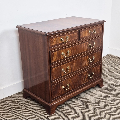 262 - CHEST, Georgian style crossbanded mahogany, with five drawers, 77cm H x 80cm W x 46cm D.