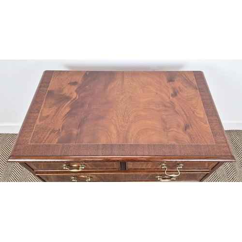 262 - CHEST, Georgian style crossbanded mahogany, with five drawers, 77cm H x 80cm W x 46cm D.