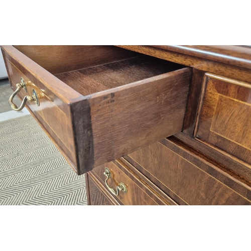 262 - CHEST, Georgian style crossbanded mahogany, with five drawers, 77cm H x 80cm W x 46cm D.