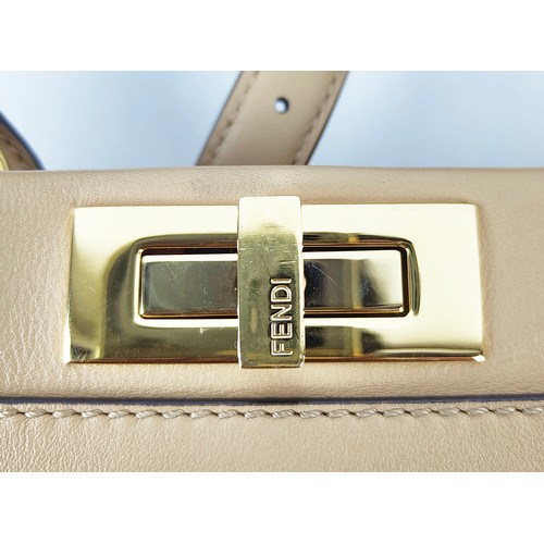 42 - FENDI PEEKABOO MEDIUM BAG, beige leather, with a suede striped interior, with two internal compartme... 