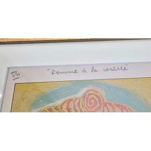 220A - PABLO PICASSO, 'Femme a la Resille' lithograph, with signature and stamp, framed.