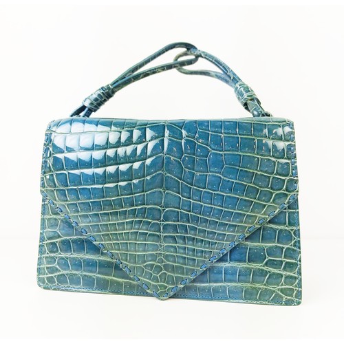 41 - BOTTEGA VENETA CROCODILE LUXANIL EVENING BAG, envelope style opening on both sides with snap closure... 