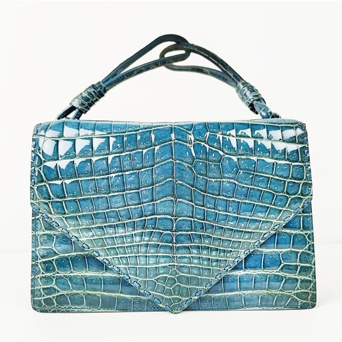 41 - BOTTEGA VENETA CROCODILE LUXANIL EVENING BAG, envelope style opening on both sides with snap closure... 