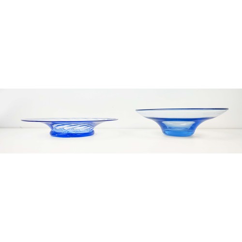 96 - FOUR WHITEFRIARS GLASS BOWLS, in amber, blue and smokey quartz coloured glass, various sizes. (4)