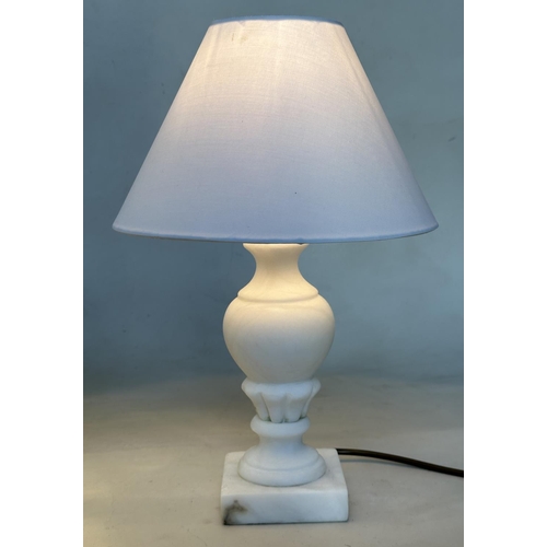 290 - TABLE LAMPS, two matched Italian alabaster each with turned column and shade. (2)