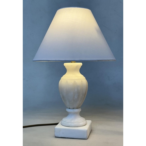 290 - TABLE LAMPS, two matched Italian alabaster each with turned column and shade. (2)