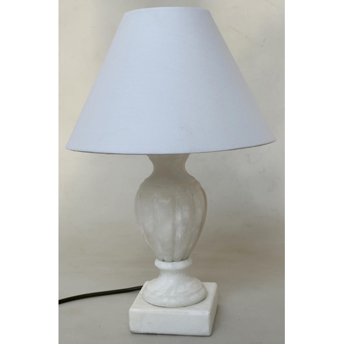 290 - TABLE LAMPS, two matched Italian alabaster each with turned column and shade. (2)